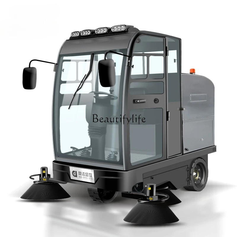 3-Fully enclosed drive-on sweeper property dust removal fallen leaves sweeper spray