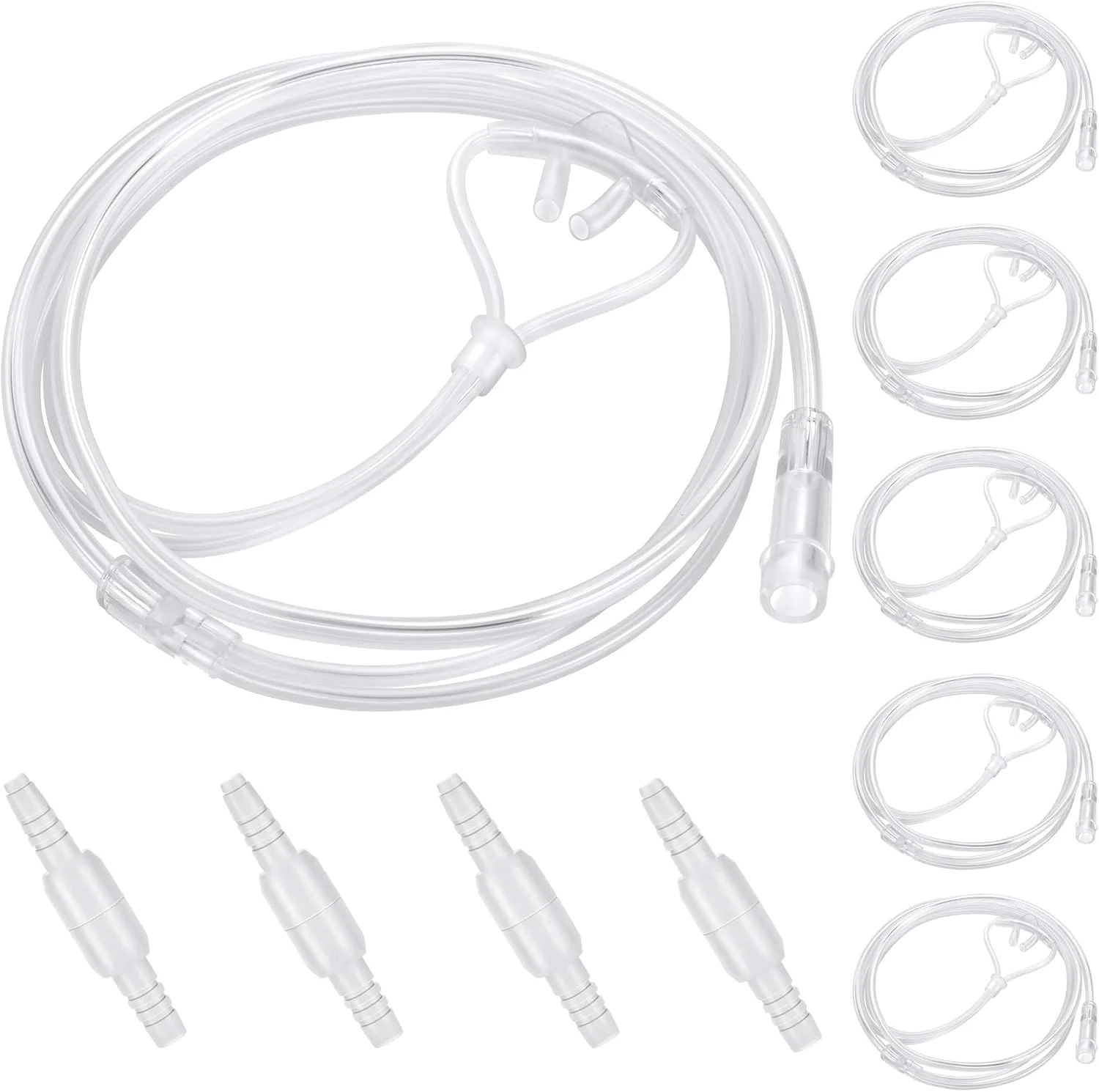Canule nasale standard pour adulte – droite, 7 pieds (2,1 mètres) de long, blanche et transparente, pour tube de canule nasale à oxygène