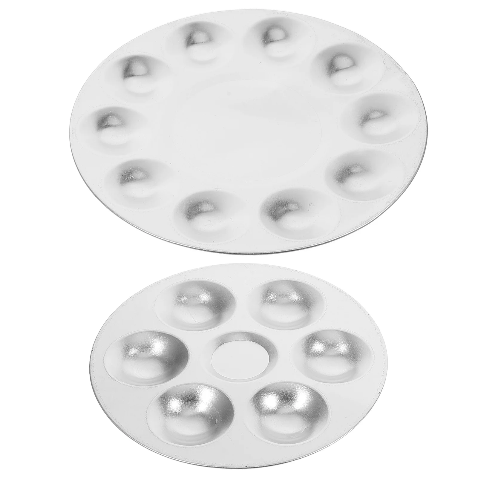

2pcs Round Aluminum Paint Palette 6Holes 10Holes Mixing Tray For Watercolor Gouache Acrylic Oil Painting Art Supplies Craft
