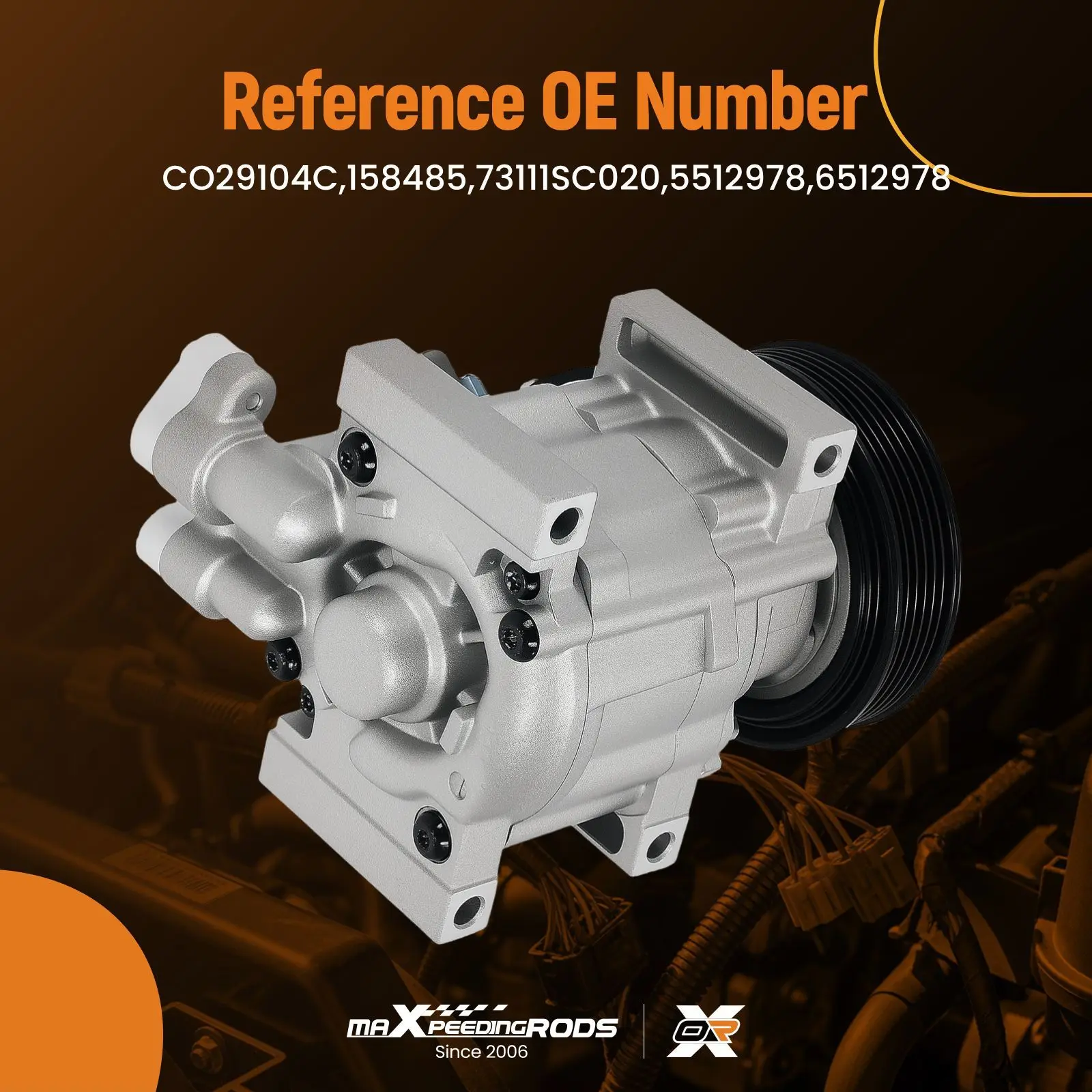 A/C Compressor w/ 6-Groove for Subaru Forester Forester H4 DOHC 2.5L 2011- 2013 CO29104C