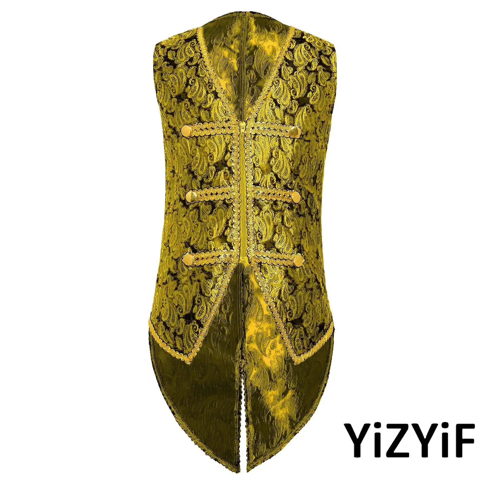 

Kids Boys Steampunk Waistcoat Victorian Style Renaissance Tailcoat with Gold Embroidery for Gothic Party Halloween Vest