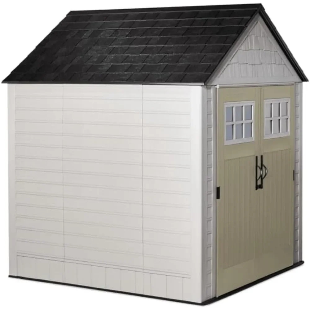 Resin Outdoor Storage Shed with Flooring (7 X 7 Feet), Weather Resistant, Used for Organizing Homes