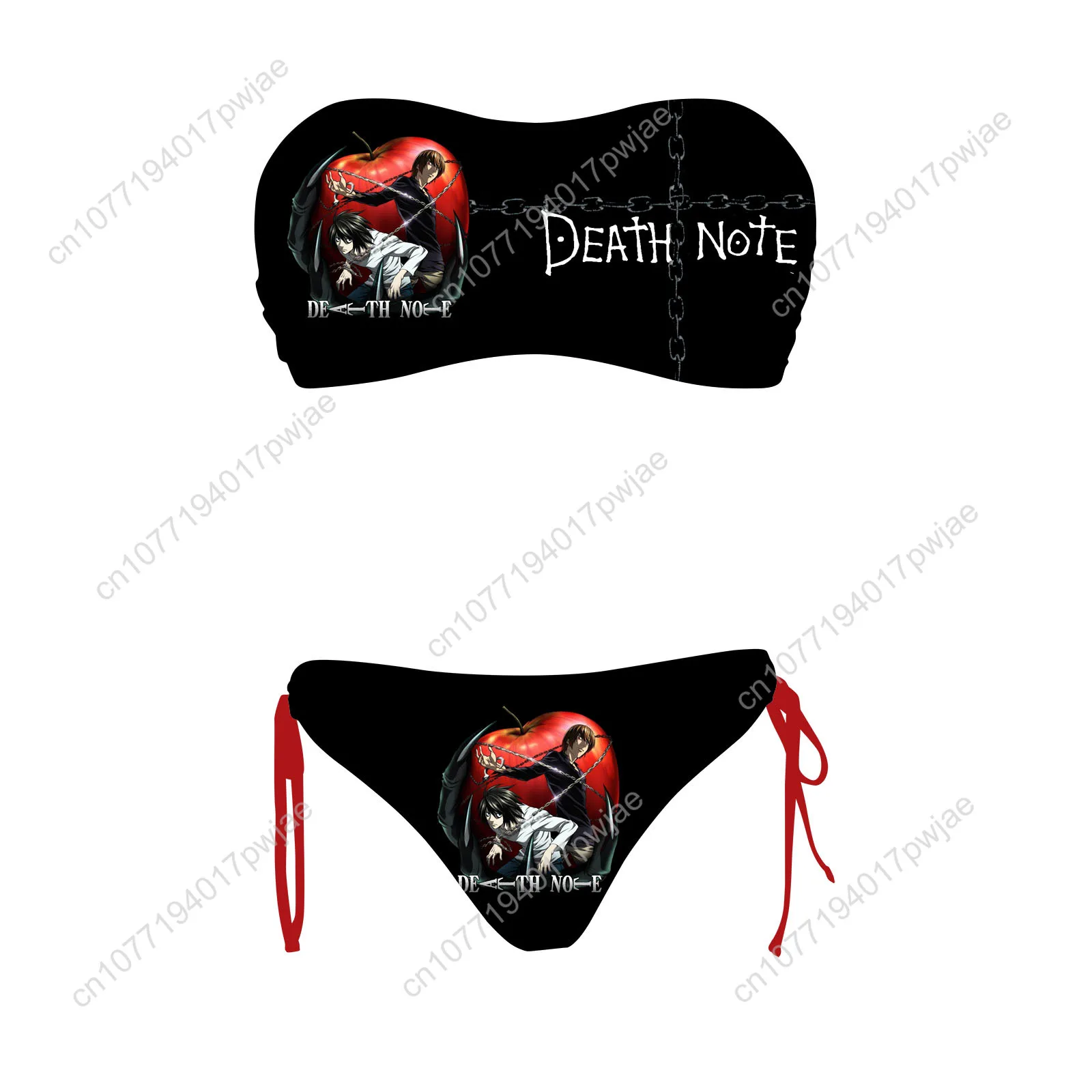 Japan Anime DEATH NOTE Custom Swimsuit Womens Drawstring Two Piece Set Bathing Suits Swimwear Pool Party Beach Bikini Beachwear