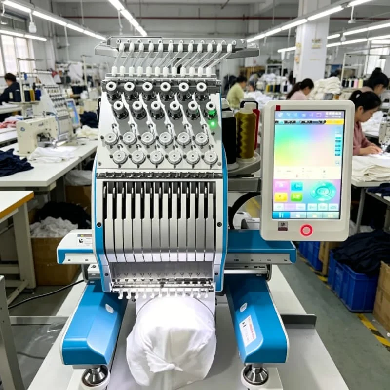 Single Head Embroidery Machine 15 Needle 12 Color Multi Function Computerized Customized for T Shirt Hat Bag Patch Hot  Sale