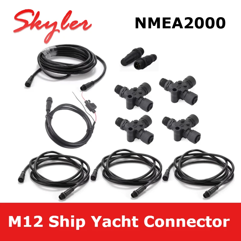 NMEA2000 M12-5Pin Connector IP67 Waterproof 3 6Ports Converter Car Accessories 250V T-type 3 4 5 6 7 8-way Ship Yacht Power Plug