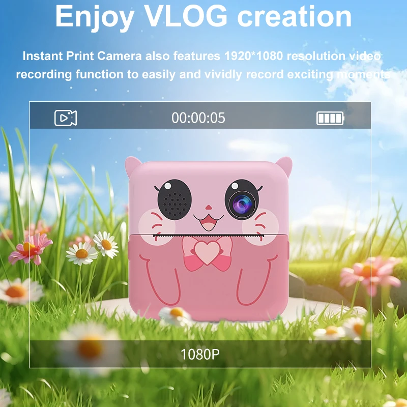 Aparat cyfrowy dla dzieci 1080P HD Podwójny obiektyw Natychmiastowy druk dla dzieci Kamera termowizyjna Natychmiastowe drukowanie zdjęć z kartą pamięci 32G