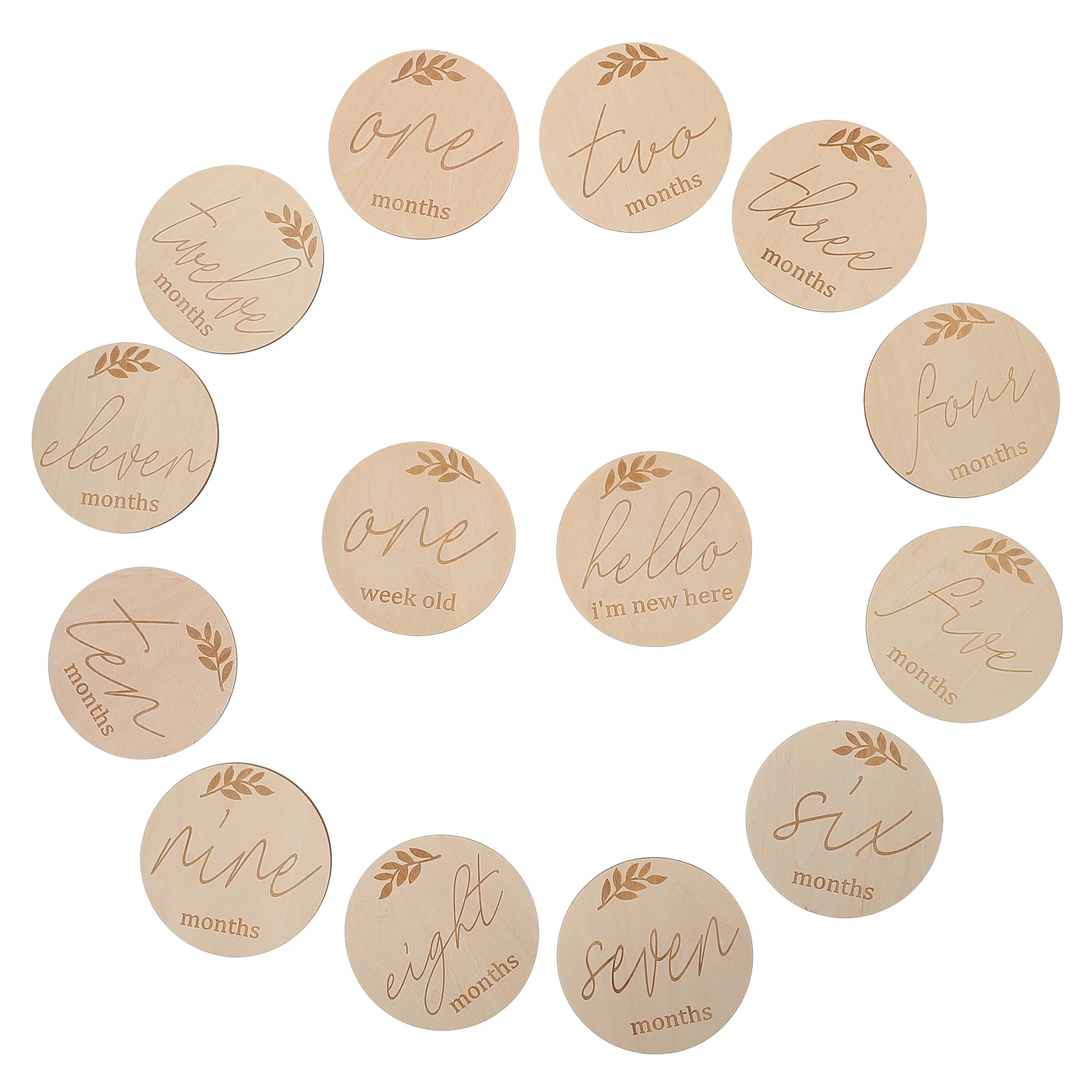 

14 Pcs Wooden Photo Card Monthly Growth Cards Chips Milestone Props Photoshoot Record