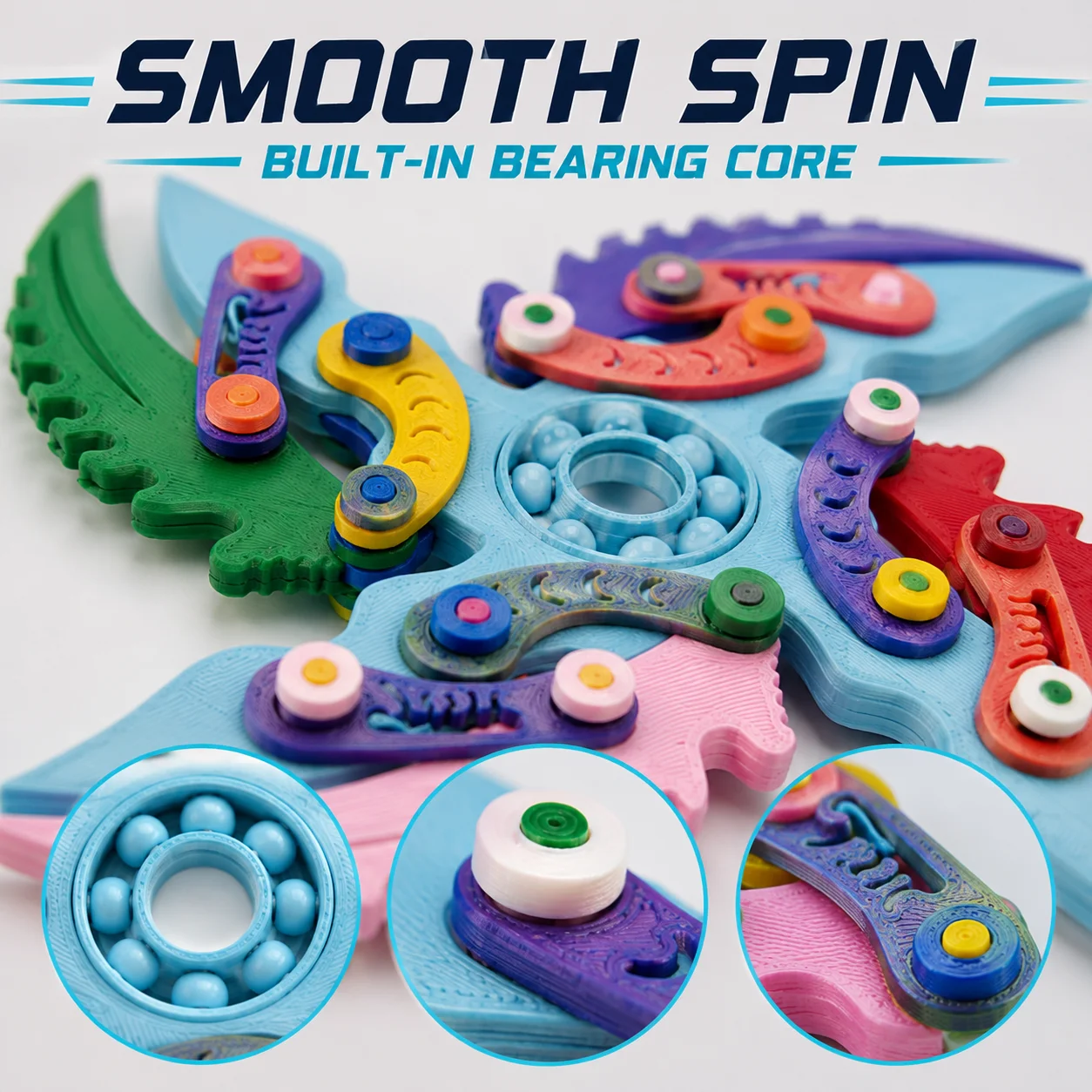 3D Printed Folding Karambit Fidget Spinner Toy Rotating Sensory Desk Toy Claw Knife Stress Relief Hand Spinner Pocket Gadget