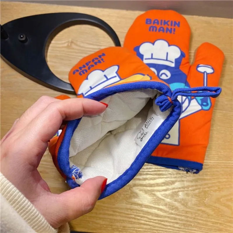 Anpanman Thermal Insulation Glove Cute Cartoon Stamp Pattern Heat-proof Glove Thicken Kitchen Baking Heat-proof Household Gloves view 2