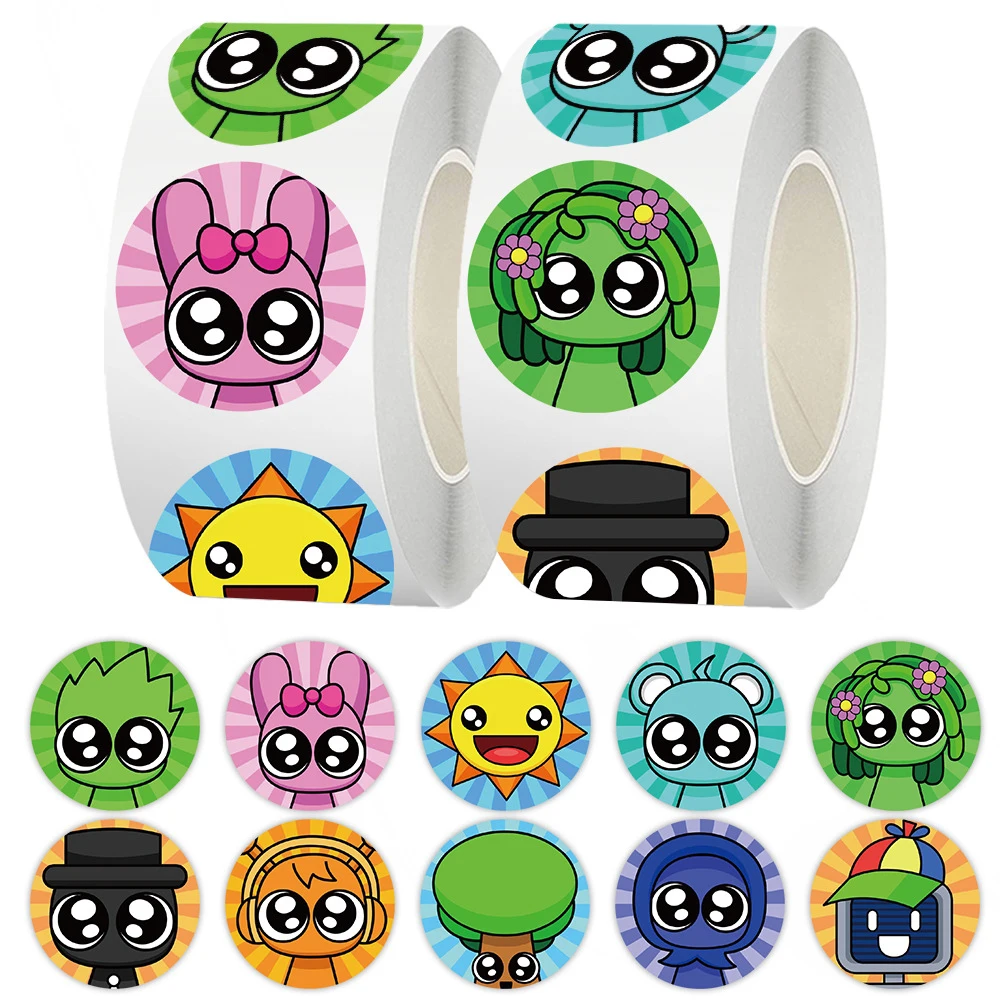 

500pcs Cute Incredibox Sprunki Stickers Roll Music Game Cartoon Decals Graffiti Laptop Phone Waterproof Kids Reward Sticker Gift