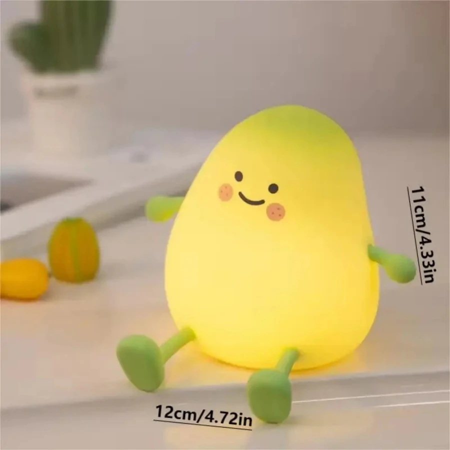 Cute Mango Night Light, USB Rechargeable Silicone Pat Light