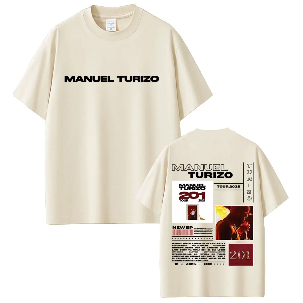 

Rapper Manuel Turizo 201 Tour 2025 T-shirt Men Women Hip Hop Fashion Pop Music T-shirts Men's Casual Cotton Vintage T Shirt Tops