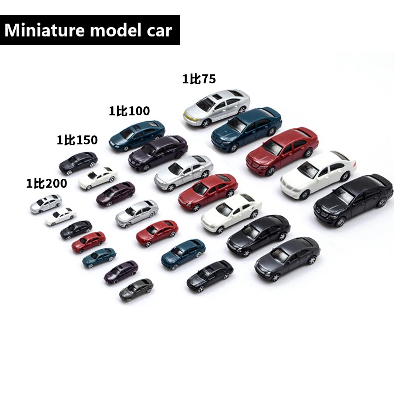 30Pcs Miniature Car Model Scale 1:100-1:200 ABS Vehicle Kid Toys For Building Sand Table HO Train Scene Materials Diorama Kits