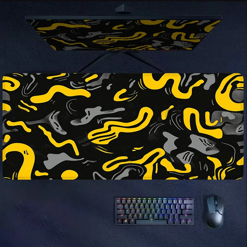 

Large Desk Pad Gaming Mouse Pad Abstract Design Art Desk Mat Desk Accessories Rubber Non-Slip Rubber Stitched Edge Deskpad