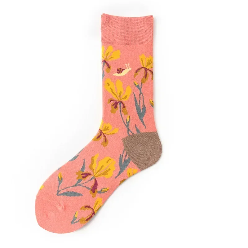 3 Pairs Cotton Socks Set High-Quality Men's & Women's British Style Casual Harajuku Fashion Novelty Literary Couple Socks