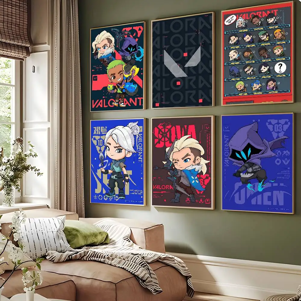 V-Valorant Game Classic Vintage Posters Waterproof Paper Sticker Coffee House Bar Home Decor