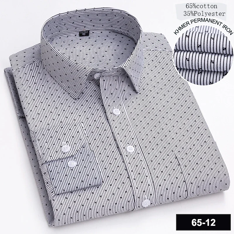 Camicie casual a maniche lunghe in cotone 65% per uomo slim fit formale camicia semplice maschile vintage top abiti da ufficio firmati tremanti