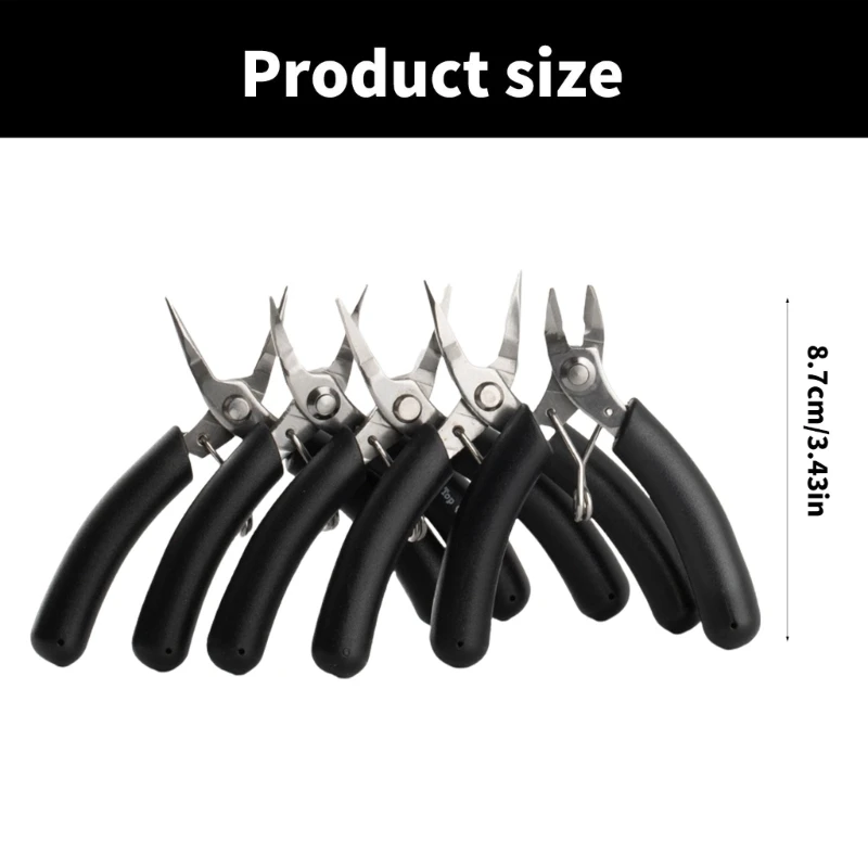 MXME 5 Pack Jewelry Pliers Repairing Accessories Jewelry Making Tool Chain Nose Pliers Stainless Steel Texture for Crafting
