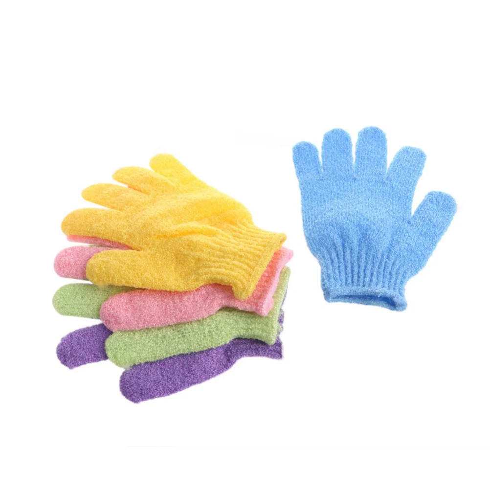 2 Pcs Exfoliating Shower Mitt Glove Gloves Body Scrub Exfoliator Nylon Five Fingers