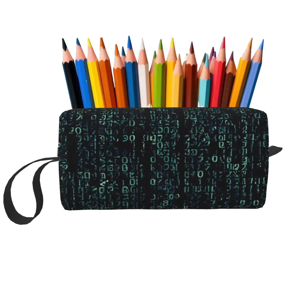 Gamer Rug Matrix Binary Code Pencil Case for Boy Girl School Pen Box Pencil Bag Stationery Supplies Travel Women Cosmetic Bag