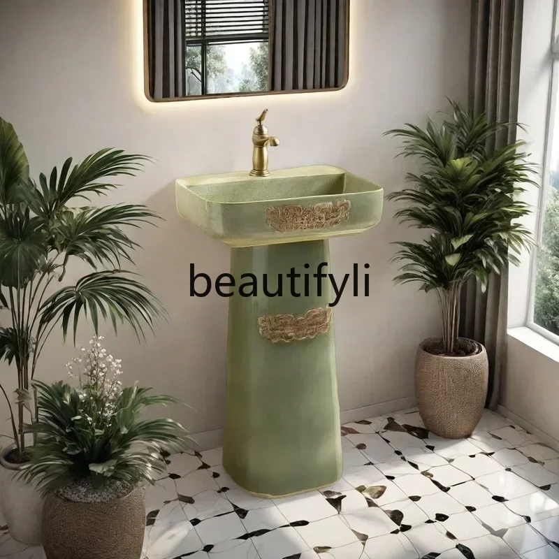 

Горячие продажи: Китайская ретро-раковина-тумба для небольших квартир, квадратная уличная раковина для двора