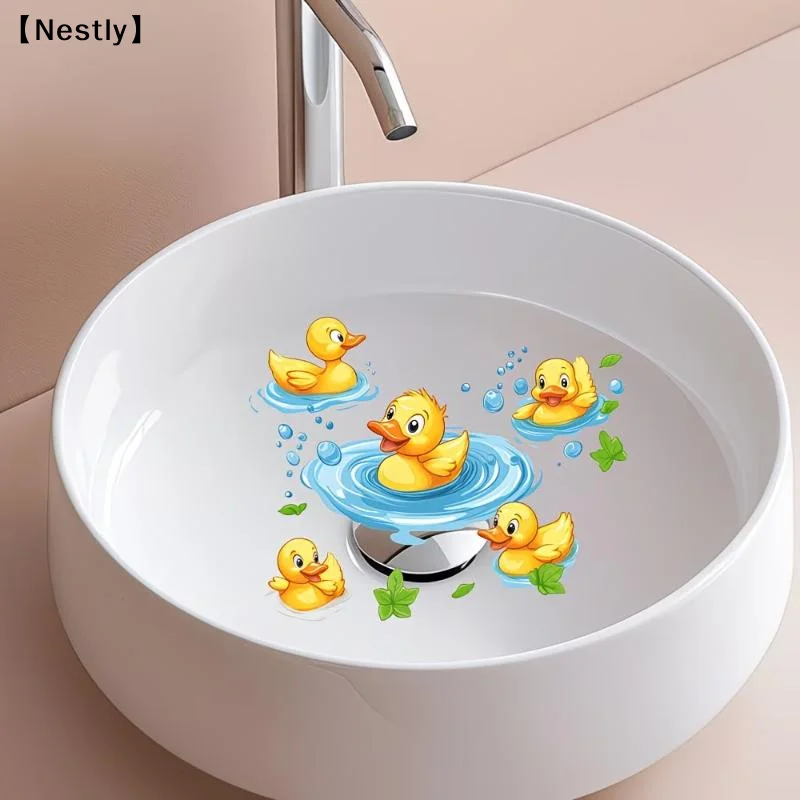 Yellow Duck Bathroom Wall Sticker Toilet Sticker PVC Bathroom Sink Decal Removable Self-Adhesive Home Decor Car Sticker〔Nest〕