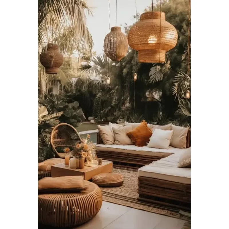 Bali Rattan Lounge Chair Handwoven PE Wicker Single Sofa Resort Hotel Poolside Outdoor Waterproof Custom