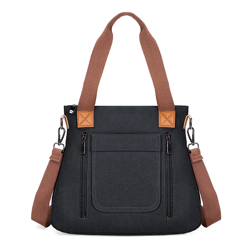 

Canvas handbag with zipper women large-capacity tote bag shoulder bag