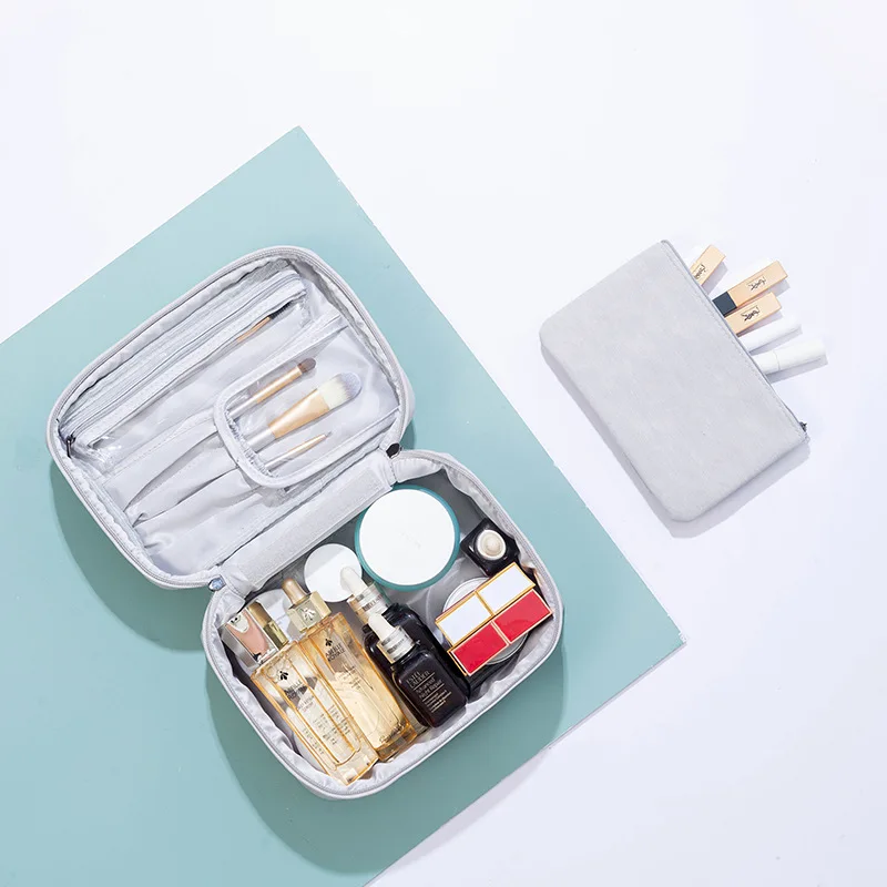 Two-in-one high-end makeup bag with simple and spacious design, travel toiletry bag for ladies, travel storage bag