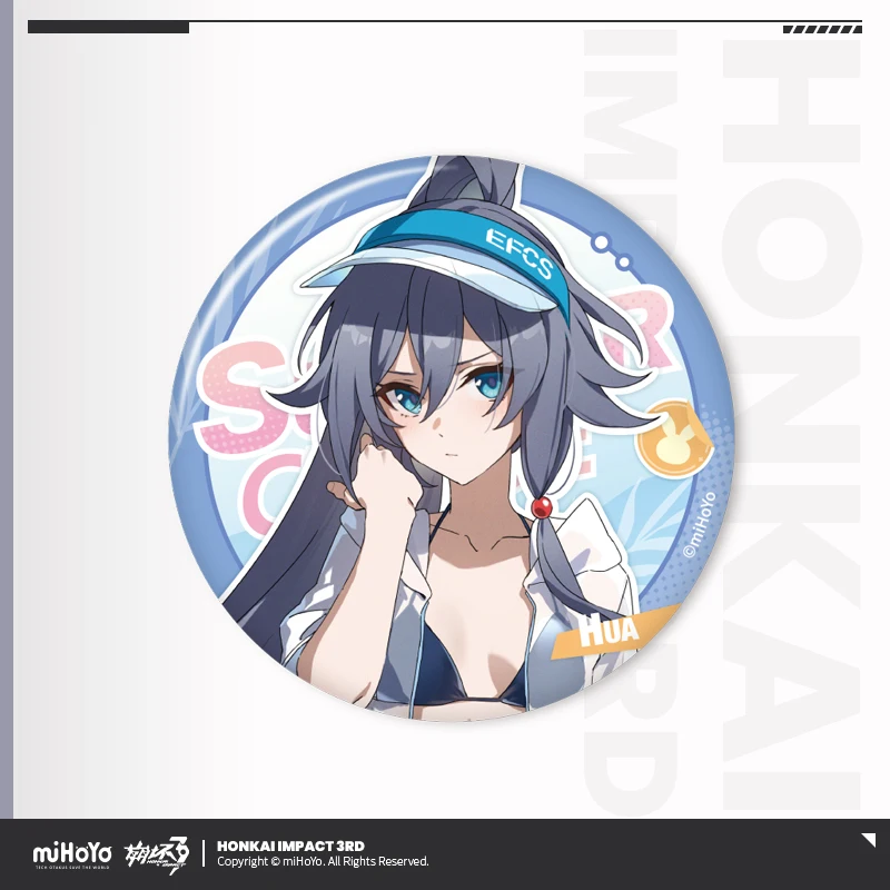 Honkai Impact 3 Elysia Metal Badge miHoYo Official Game Summer Cruise Series Mobius Pardofelis Kevin Kalpas Su Brooch Pins Gift