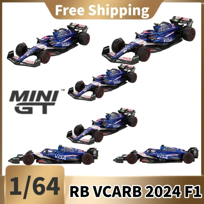 【在庫あり】minigt-1-64-ダイキャスト合金製f1レーシングカーモデル、ブルーマルチスポンサーリバリー、no3-no22-スタティックコレクタブルレース車両