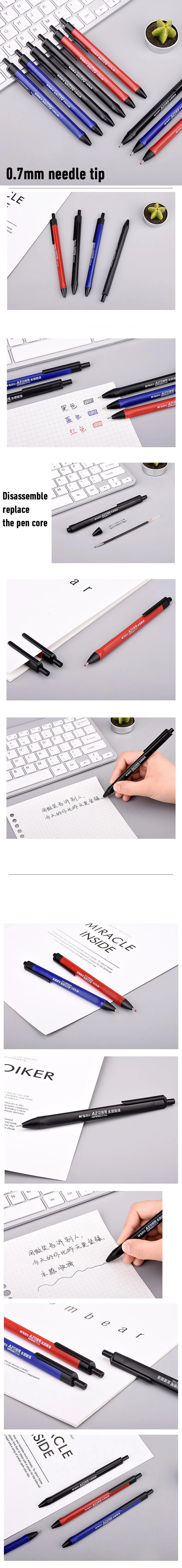 10/40 Stück A2-Gelstift fühlt sich angenehm an, 0,7 mm Nachfüllpresse, Schwarz, Rot, Blau, Dreieck, Student, Prüfung, Büro, Studie, Schreibwaren – Detail 1