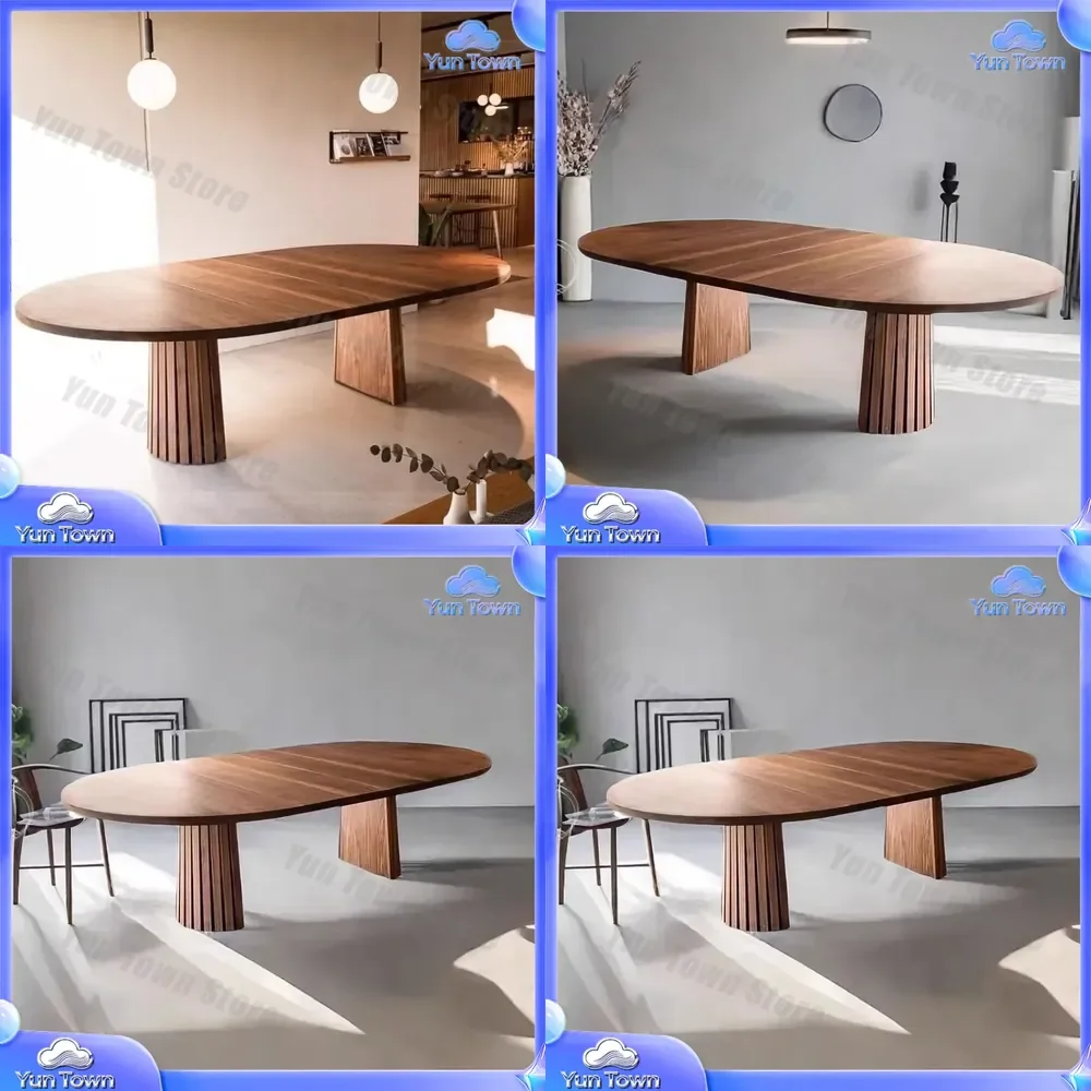 French Retro Solid Wood Dining Table for Ancient Style Household Small Apartment Oval Office Conference Table