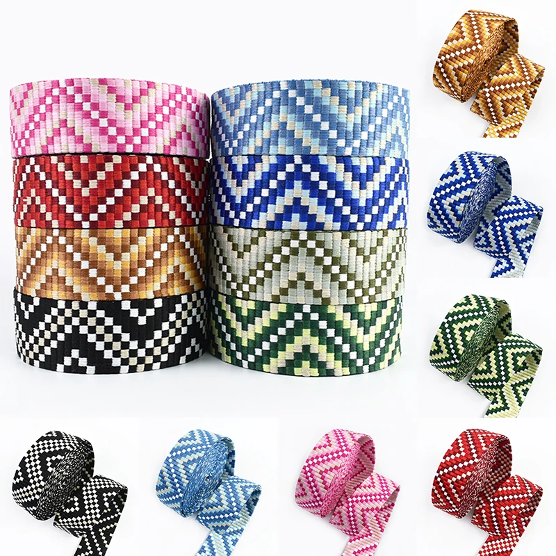 

2/5/8/10M 1.8mm Thick Webbing 38mm Colorful Ethnic Jacquard Ribbons Strap To The Meter Nylon Tape Belt Sewing Bais Accessories