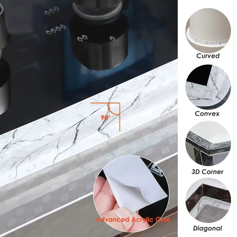 Mildew-proof Caulk Tape Self Adhesive Countertop Shower Tile Sealer Colorful Decorative Kitchen Sealant Strip Toilet