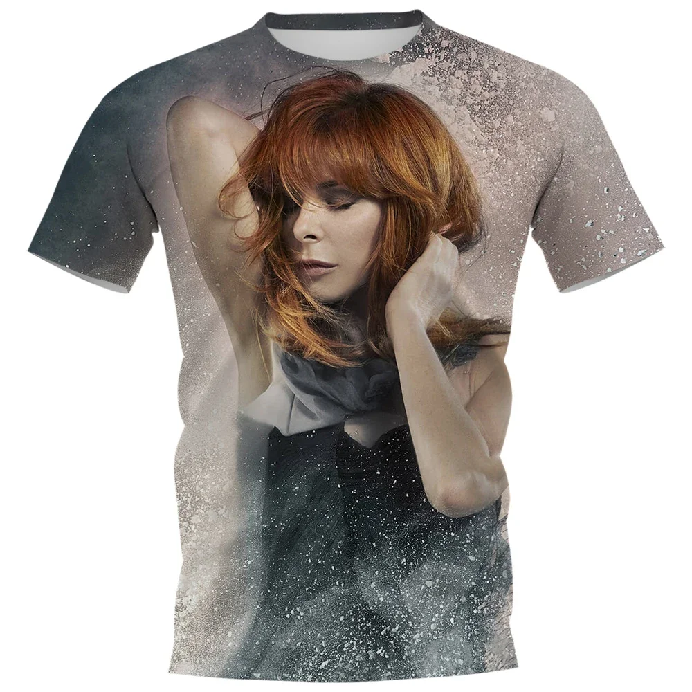 Summer Mylene Farmer T-Shirts Singer 3D Print Streetwear Men Women Casual Oversized Short Sleeve T Shirt Kids Tees Tops Clothing