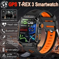 2026 nuevo reloj inteligente con posición GPS de grado militar para hombres 3ATM brújula impermeable 540mAh llamada Bluetooth 100 + T-REX 3 deportivo Smartwatch