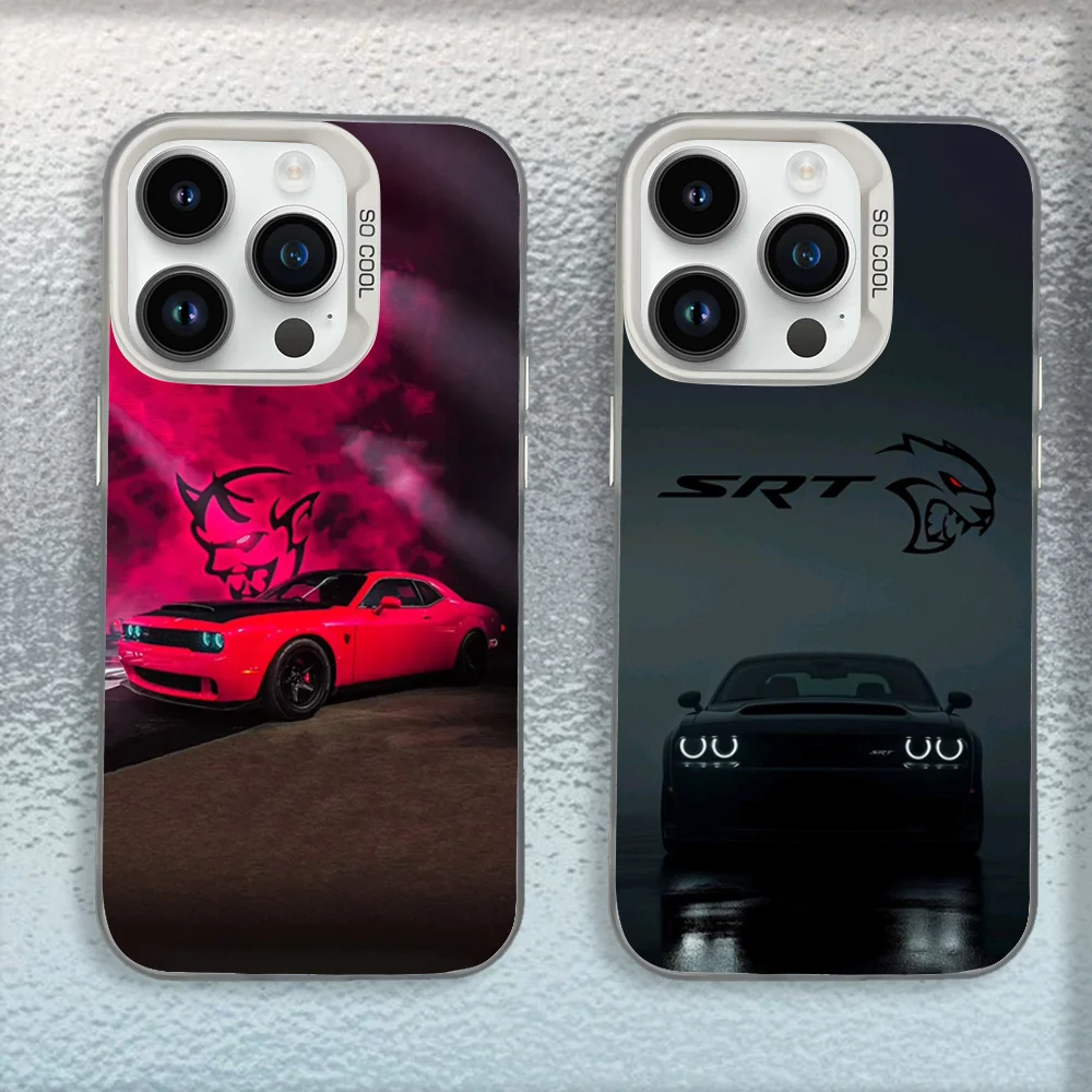 

Car D-Dodge Challenge S-SRT Phone Case For iPhone 16,15,14,13,12,11,Mini,Pro,MAX White Matte Shockproof Cover