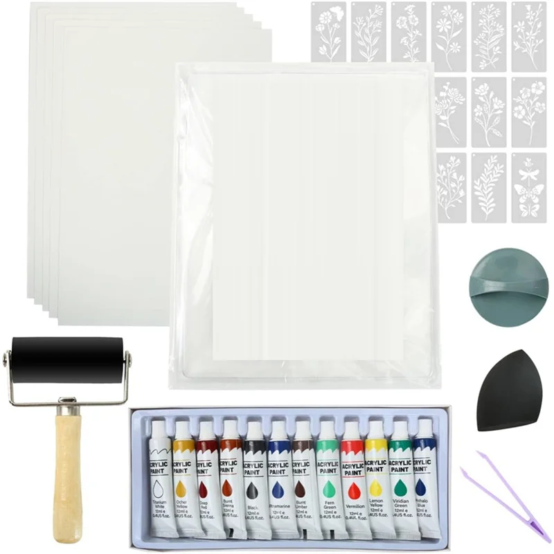 A84E-Gel Printing Plate Kit-For Mixed Media Art, 8