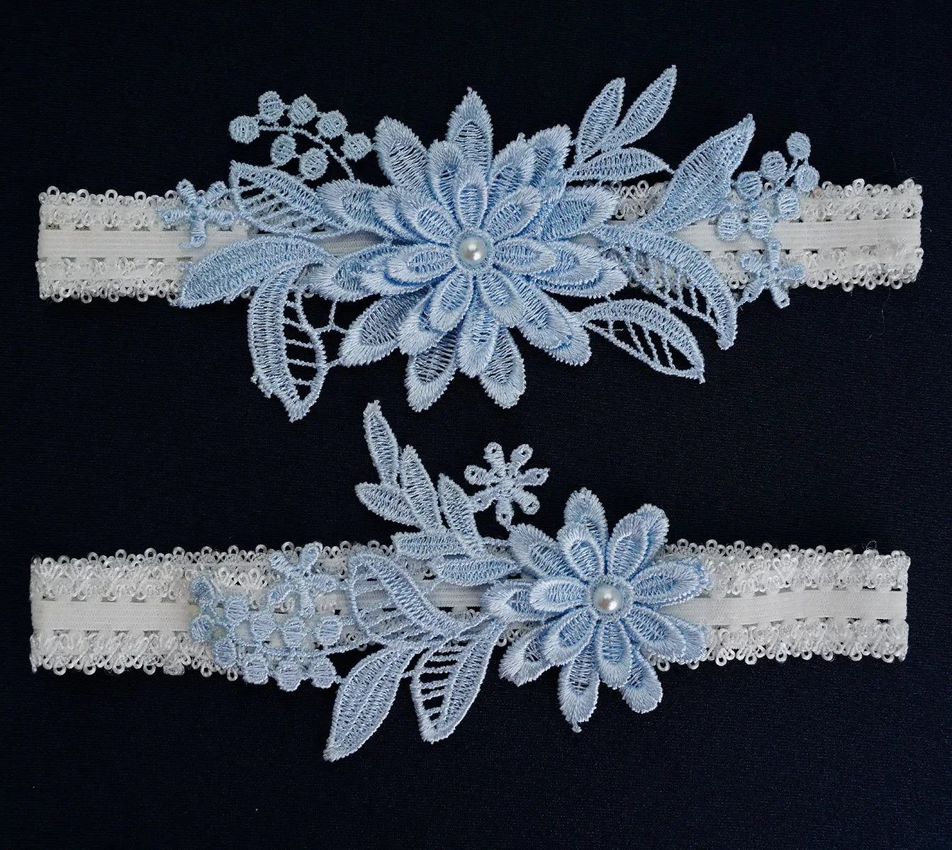 2pcs Bridal Lace Leg Ring Garter Wedding Garter Blue White Embroidery Appliques  Fashion Sexy Bridal Thigh Ring Garter Belt