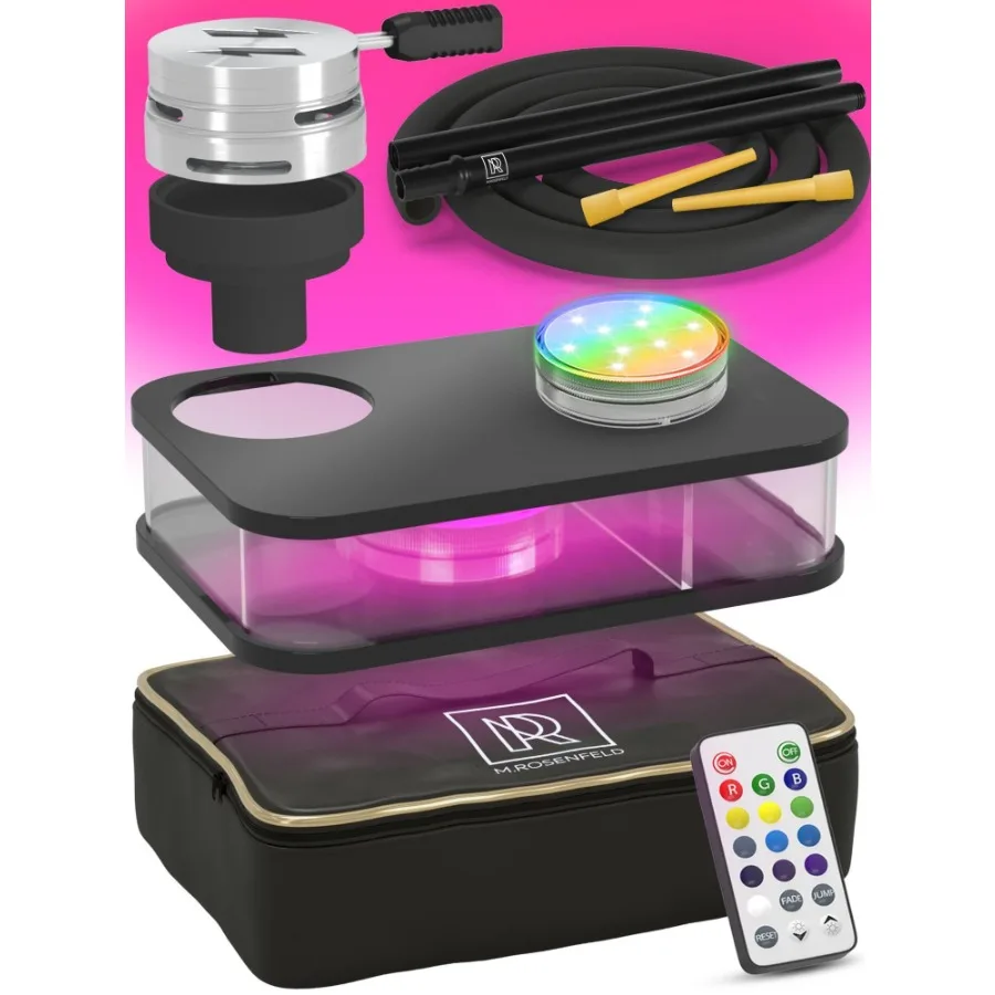 

Black Hookah Set Portable Set With Everything And Bag For Travel Flat Hookah Box Hookah Set With Charcoal Holder Coal Cover