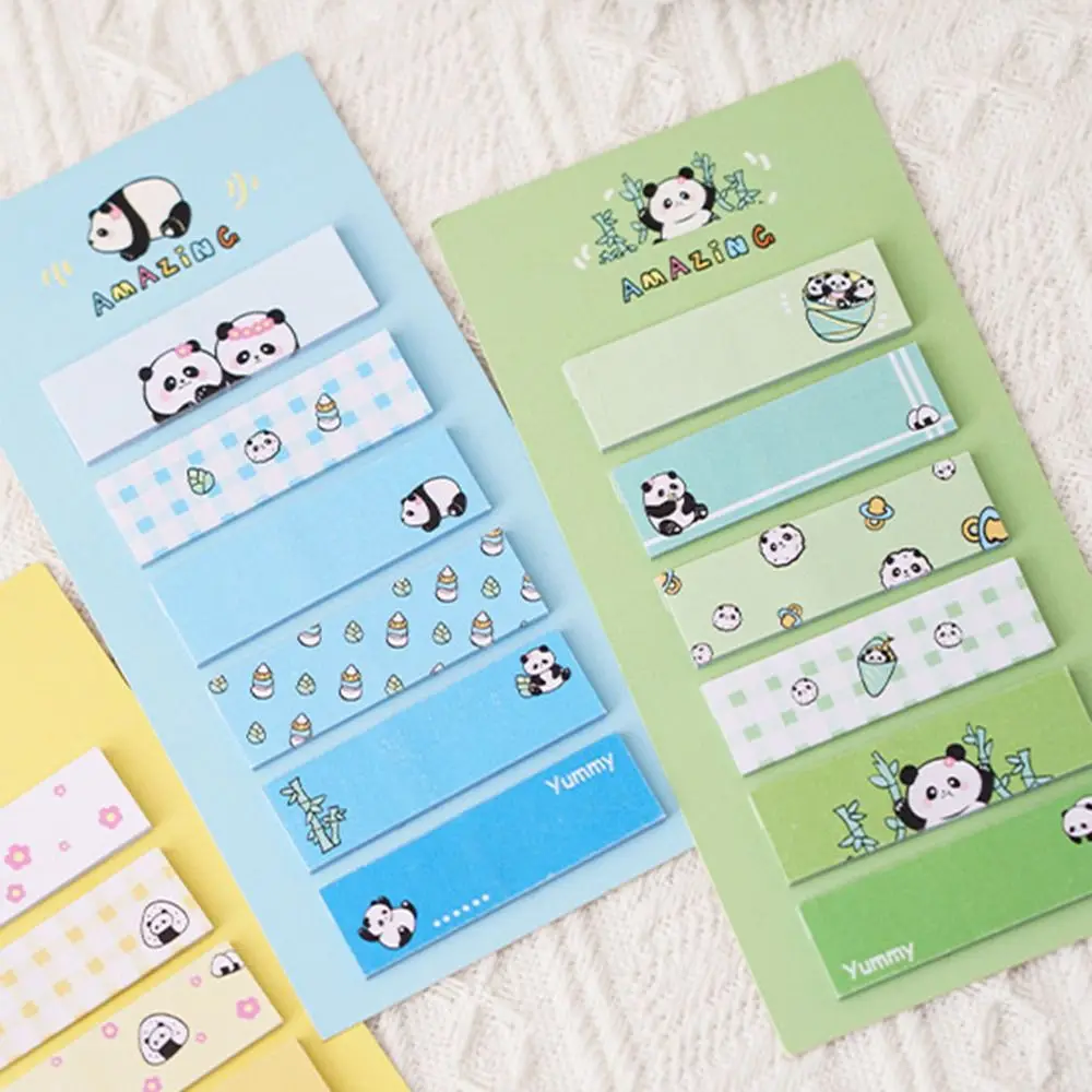 Stationery Kawaii Panda Sticky Notes Creative Cartoon Memo Pad Girl Heart Durable Classification Label Planner