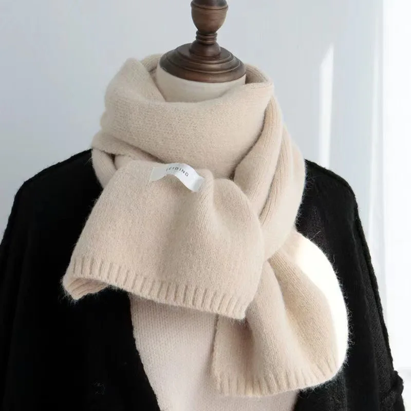 Scarf for Women 2024 New Korean Version Winter Ins Style Solid Color Knitted Warm and Versatile Student Winter Scarf