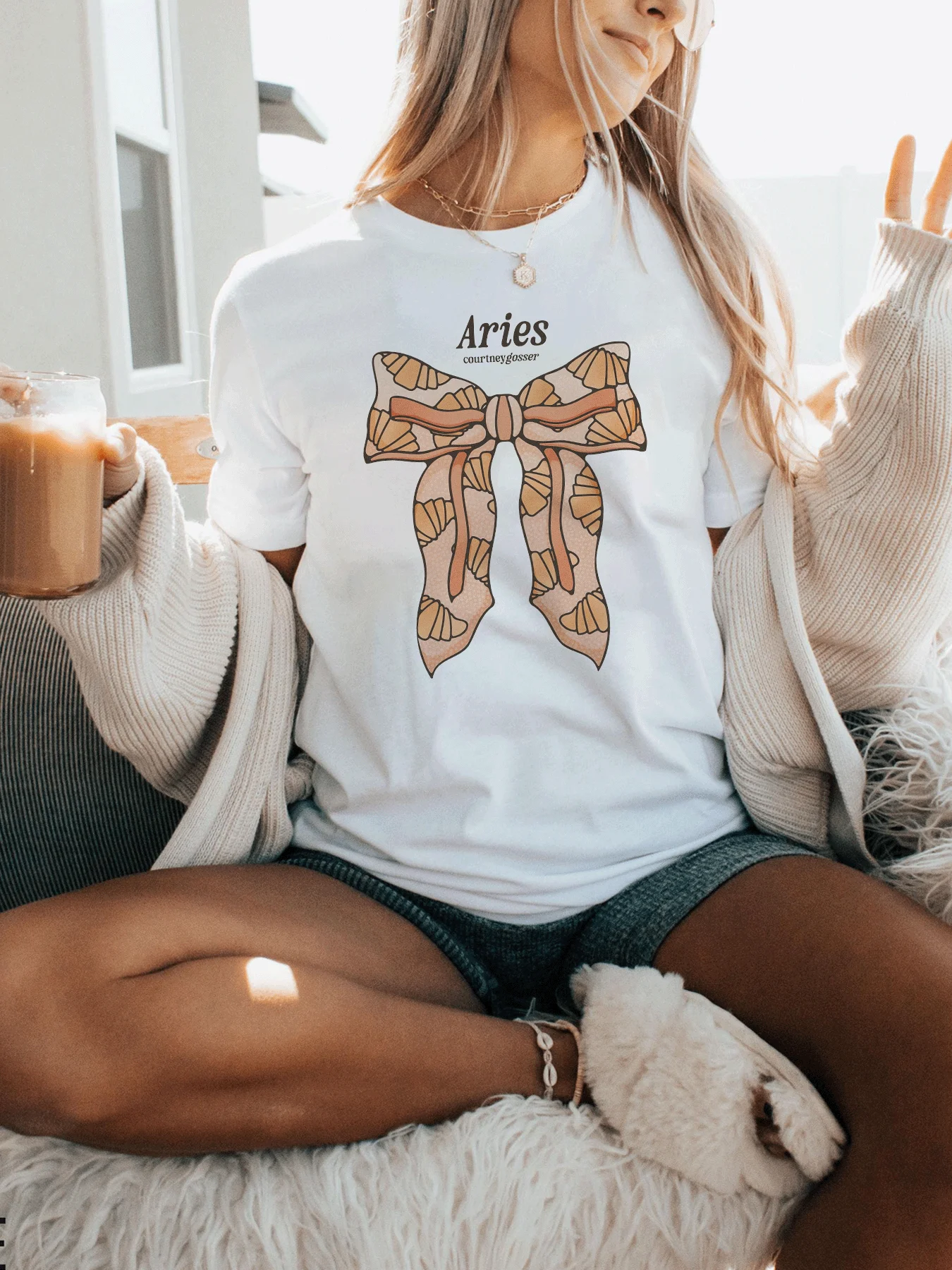 Coquette Aries Aesthetic Graphic Print T-shirt Short Sleeve Crew Neck Casual Top for Short Sleeved Harajuku Streetwear Tops Tees