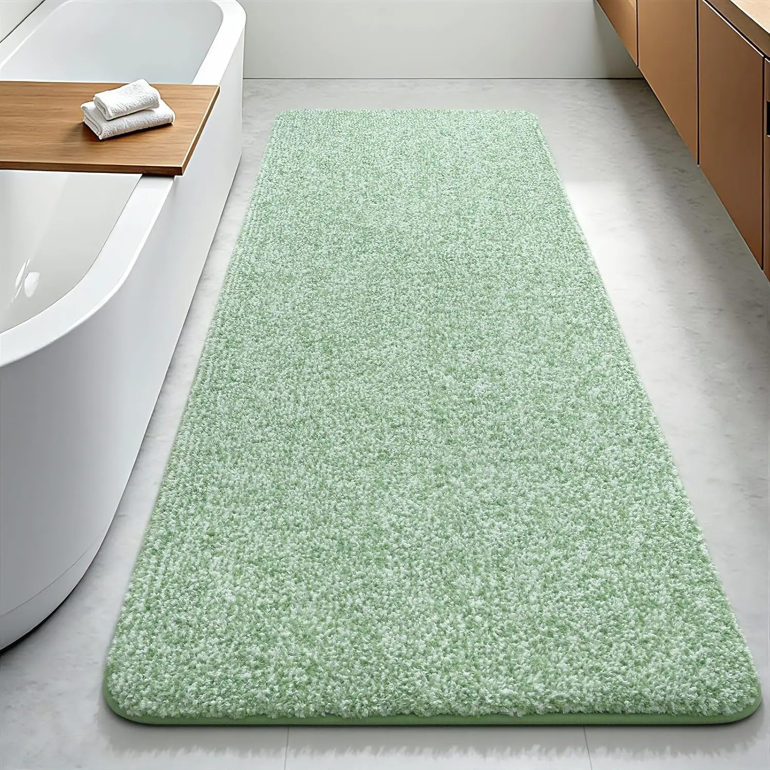 

Soft Absorbent Bathroom Runner Rug 24x60 Inch, Non Slip Washable Plush Microfiber Mat for Shower Floor Tub Vanity