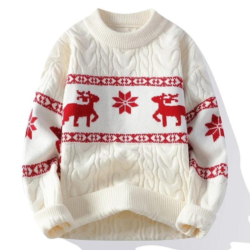 2024 Winter sweater new High End Luxury Cashmere Sweater Men Thick Warm Mens Sweaters With Deer Korean Harajuku Christmas Jumper