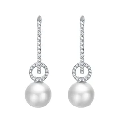 S925 Sterling Silver 10mm Freshwater Pearl Stud Earrings Luxury Micro Inlay Women Earrings