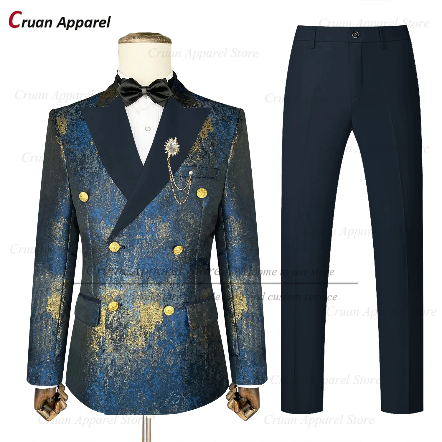 Newest Men Suit Sets Wedding Party Grooms Tailor-made Luxury Outfits Evening Dinner Male Fashion Shiny Blazer Pants 2 Pieces