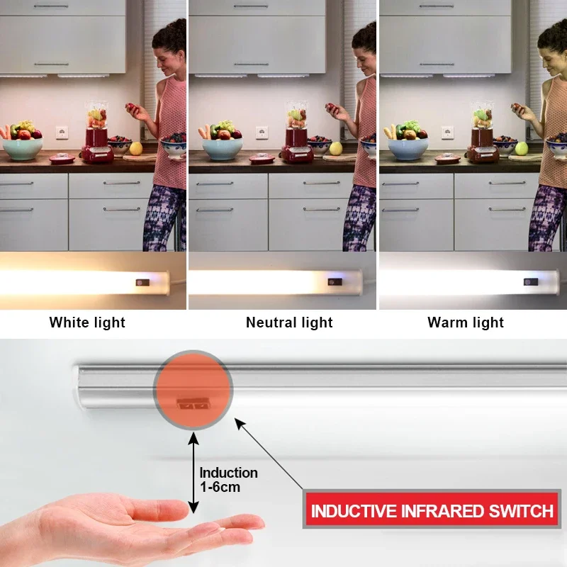 LED أضواء تحت الكابين للمطبخ اليد الاجتياح التبديل PIR محس حركة خزانة خزانة مصباح Led ضوء الليل 30/40/50 سنتيمتر السرير