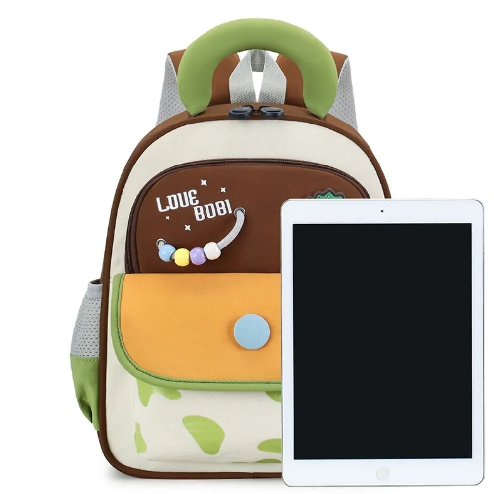 Large Capacity Dopamine Kids Backpack Animals Reflective Strip Color Block Backpack Back-supporting Waterproof